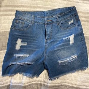 High waisted denim shorts